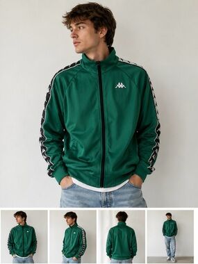 Kappa Green Track Jacket with Logo Tape